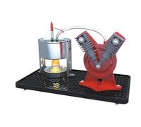 Kit expérimental de machine à vapeur - Modèle éducatif STEM avec chaudière transparente et volant d'inertie réglable, illustrant la thermodynamique conversion d'énergie