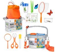 Kit Explorateur Enfant 11 Pièces, Jouet Exploration Extérieur avec Loupe, Filet à Papillons, Boîte à Insectes, Pince & Sac, Cadeau Aventure Garçon Fille 3 4 5 6 7 8 Ans