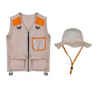 Kit Explorateur Pour Enfant - Avec Chapeau Tenue Lavable - Ensemble Veste Cargo Safari Extérieur Enfant,Pour Garçons Et Filles Randonnée Pêche Camping Exploration Parc Et Jardin Aventures En Pleine Na