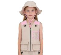 Kit Explorateur Pour Enfant,Vêtements avec Poches Lavables - Gilet d'Explorateur Sans Manches Pour Enfant - Pour Garçons Filles Randonnée Pêche Camping Trek Aventures Nature Jardin Plein Air