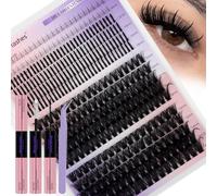 Kit Extension Cils 60D+80D Manga Spiky Lashes Avec Wispy Cils Inférieurs,Individual Eyelashes D-curl 12-18 mm Cluster Lashes 0,07 DIY Pour Débutants(4 styles-60D+80D)