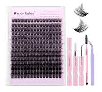 Kit Extension Cils C-Curl Naturels Extension Cils Individuels C3 Wispy 10-18mm Mélangé Russe Cils Cluster DIY Lashes Extensions Kit(FK/KIT-C3-C-Mix1018)