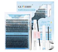 Kit Extension Cils Maison Faux Cils Individuel 240PCS Extension Cils Bouquet C Curl 8-16mm avec Bond and Seal Colle Applicateur Pince Crème Dissolvant de Colle DIY Kit Cils Gemerry Cils(30+40D-C)