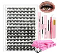 Kit Extension DIY Pour Débutants - 280 Mèches de Cils Bouclés 40D, Colle Adhésive, D'étanchéité, Lash Remover, Pinces à Épiler, Outil Applicateur
