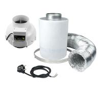 Kit Extracteur d'air Prima Klima PK 125mm 2 vitesses 220-360m3/H + Filtre à Charbon actif 400m3/H et Accessoires