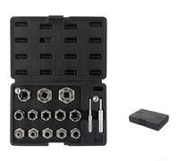 Kit extracteur de boulons résistant à la rouille avec douilles en spirale inversées de 6 mm à 27 mm conçu pour enlever les écrous et boulons dénudés (15 pièces)