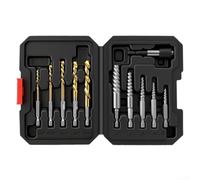 Kit extracteur de vis 11 pièces HSS avec double foret hélicoïdal pour vis endommagées dénudées 5 mm-18 mm tige hexagonale