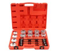 Kit Extracteur Silent Bloc 28 Pièces, Outil Remplacement Bague Caoutchouc Suspension En Acier 45 Carbone, Presse Douilles M10 M12 M14 M16, Pour Voiture Camion Garage, 34-82mm, 42x9.5x35.5cm