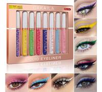 Kit Eyeliner Liquide Mat 8 Couleurs, Imperméable Longue Durée Séchage Rapide Lisse Sans Taches Stylo Eyeliner Liquide Coloré Ensemble Crayon Eyeliner Pigmenté (# 01)