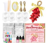 Kit Fabrication Savon Forme de Fraise, Kit Savon a Faire soi Meme, Fabriquer des Savons en Forme de Fraises, con Base de Savon, Moule Savon et Autres Accessoires, Idéal pour les Débutants