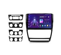 Kit Façade D'autoradio Autoradio sans Fil Android Auto pour Skoda pour Octavia 2 pour A5 2008-2013 avec CarPlay RDS Bluetooth DSP DIN Montage Cadre Radio(V1 Plus (8GB 256GB))