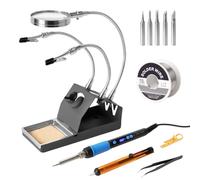 Kit Fer à Souder 100W, mit LCD und Zubehör, Température Réglable 180-500°C | Troisième Main & Loupe, mit 5 Conseils de soudage, pour Réparation Électrique et Bricolage