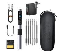 Kit fer à Souder électrique,100W Mini fer à Souder Alimentation PD/QC/DC 9-20V 2S Chauffage Rapide 100-450°C 6 Têtes de Soudage Pour la Réparation électronique de Précision HS-02A