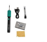 Kit fer à souder sans fil avec chauffage rapide 8 s, rechargeable USB-C, température réglable de 180 à 450 °C, 3 pointes interchangeables, poignée en métal et caoutchouc pour réparation et soudage à