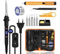Kit Fer à Souder, Soldering Iron 80W Température Réglable 180-500°C Electronique de Precision avec Interrupteur ON/OFF, 5 Conseils de soudage,Barre de Soudure pour la Maintenance Electrique