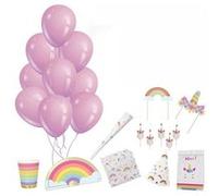 Kit festif de 54 accessoires d'anniversaire en papier blanc motifs licorne - Altobuy Blanc G