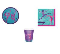 Kit fête Carrousel GiSTRA pour 24 enfants - 24 assiettes, 24 gobelets, 40 serviettes, 1 nappe | décorations pour anniversaires et fêtes à thème