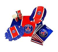 Kit fête PSG - 39 pièces 6 assiettes 6 gobelets 20 serviettes 6 sacs 1 nappe - Collection officielle PARIS SAINT GERMAIN