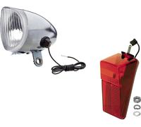 Kit Feu Avant + Arrière Vélo Dynamo À Ampoule 6v Phare Éclairage Vintage Chromé Argent