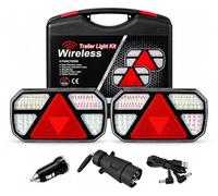 Kit Feux de Remorque Sans fil Magnétique Universel E57 Homologué 6 Fonctions avec Clignotant Dynamique IP65 Wireless Mallette de Rangement