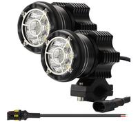 Kit Feux de Route à LED Rond 90W 6000K 9000lm Chip Feu Additionnel Moto Phares de Route sans Usure Spot Faisceau Lumineux+Flash Dua