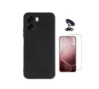 Kit Film Clearglass + Coque Silicone + Support PHONECARE Pour Oppo A6x - Noir