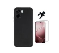 Kit Film Clearglass + Coque Silicone + Support Renforcé PHONECARE Pour Oppo A6x - Noir