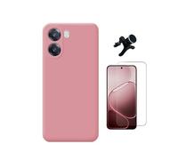 Kit Film Clearglass + Coque Silicone + Support Renforcé PHONECARE Pour Oppo A6x - Rose