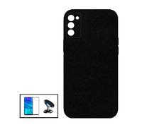 Kit Film De Verre Trempé 5d Full Cover + Coque Silicone Liquide + Support Magnétique De Voiture Pour Oppo A53s 5g