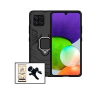 Kit Film De Verre Trempé Ceramicglass Full Cover + Coque 3x1 Military Defender + Support Magnétique De Voiture Renforcé Pour Samsung Galaxy F22