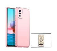 Kit Film de Verre Trempé CeramicGlass Full Cover + Coque SlimShield pour Xiaomi Redmi Note 10s - Rose