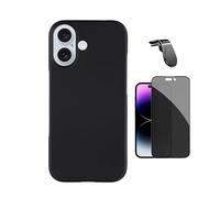 Kit Film Verre Anti-Espion 5d + Couvercle Silicone Liquide + Support Magnétique L Safe Phonecare Pour Apple Iphone 17 - Noir