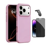 Kit Film Verre Anti-Espion 5d + Couvercle Silicone Liquide + Support Magnétique L Safe Phonecare Pour Apple Iphone 17 Pro Max - Rosa