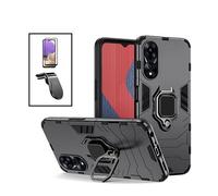 Kit Film Verre Trempé 5D Full Cover + Coque 3X1 Military Defender + Support Magnétique L Safe Driving Voiture pour Oppo A58 - Noir