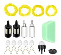 Kit filtre à essence universel pour débroussailleuse, tondeuse, coupe-herbe & taille-haie - 4x tuyau d'essence, 4x filtres, 6x Primer Bulb, 5x tubes de serrage