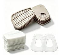 Kit Filtre De Rechange 6001, 2 Cartouches, 20 Cotons, 2 Capuchons Fixation | Compatible avec masques réutilisables. Montage sans outil. Coton jetable. Vérifiez le raccord avant commande.
