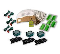 Kit filtre pour Vorwerk Kobold VK 130, VK 131, SC 72 pièces : 30 sacs aspirateur + 3 d'hygiène Micro Filtre + 3 actif Filtre antiodeurs + 6 Brosses rondes et 340, EB 350, EB 351 (3 paires) +