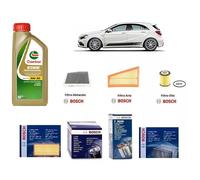 Kit Filtres De Service Bosch + 5 L D'Huile Castrol Pour W176 A180 90 Kw