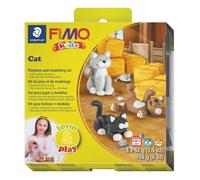 STAEDTLER Coffret pâte à modeler Fimo Kids Form&Play «Les chats» – 4 pains 42 g, outil & décor