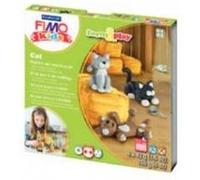 STAEDTLER Coffret pâte à modeler Fimo Kids Form&Play «Les chats» – 4 pains 42 g, outil & décor