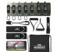 KIT Fitness Mister Workout - 7 Bandes Résistance, Poignées, Sangles, Ancrages, Sacoche de Transport - Renforcement Musculaire, Mobilité, Rééducation - Entraînement Maison, Outdoor