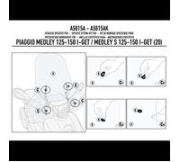 Kit fixation bulle Givi Piaggio medley/S 125 - noir - TU