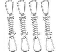 Kit Fixation Voile Ombrage 4 Tendeurs Acier Inoxydable Pour Tente Auvent | Quatre Ressorts de Tension en Métal, Huit Mousquetons Taille 5, Attache pour Toile Solaire, Double Boucle, Maintien Sur Sol