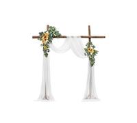 VEVOR Kit Fleurs Artificielles pour Arche de Mariage avec 2 Bouquets de Fleurs, 1 Rideau Translucide, pour Décoration de Célébrations Cérémonie, de Toile de Fond de Réception, Événements, Jaune Blanc