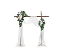 VEVOR Kit Fleurs Artificielles pour Arche de Mariage avec 2 Bouquets de Fleurs, 2 Rideaux Translucides, pour Décoration de Célébrations Cérémonie, de Toile de Fond de Réception, Événements, Blanc
