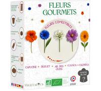 Kit fleurs comestibles à cultiver Graines bio françaises (Calendula Bleuet Cosmos Capucine Ail des Ours) + La surprise du chef