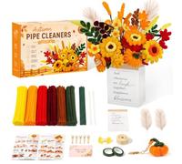 Kit Fleurs en Fils Chenille 500 Pièces -Cure-pipes pour Bricolage 6 Couleurs avec Notice Illustrée, Sac Cadeau Transformable en Vase, Pipe Cleaners pour Bouquet DIY, Déco Automnale -Cadeau pour Femmes