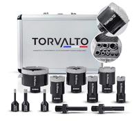 Kit forets diamant Professionnel TORVALTO 6/8/10/20/25/35/40/50/68 + 2 adaptateurs HEX/SDS inclus pour perceuse. Idéale pour Carrelage Porcelaine Marbre Granit. Scie cloche carrelage Robuste