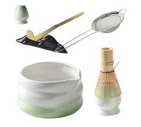 Kit Fouet à Matcha,Set de Bol et Fouet à Matcha pour Préparation de Thé | 7 Pièces Kit de Thé Japonais avec Passoire Cuillère et Support pour Latte Lait Café Maison Petit-Déjeuner Famille Femmes Homme