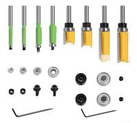 Kit Fraises Carbure 16pcs Queue 8mm Vert | Roulement jaune fluide, droite prÃ©cise, queue 8mm, pour idÃ©al Ã©bavurage, 16 variÃ©es